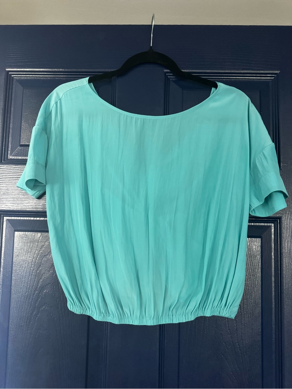 Ramy Brook Lightweight Aqua Elastic-Hem Women’s Short Sleeve Top